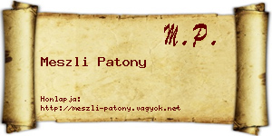 Meszli Patony névjegykártya